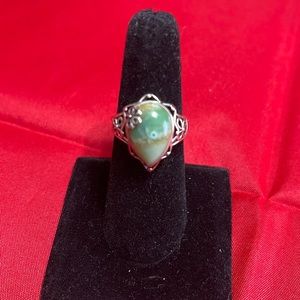 Jadeite and silver ring
